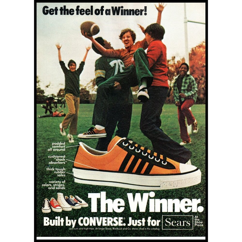 1975 The Winner by Converse Vintage Print Ad Football Sneakerhead Shoes Wall Art